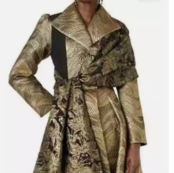 Making the Cut Season 3 Jacquard Metallic Coat with sash/scarf - Picture 7 of 10